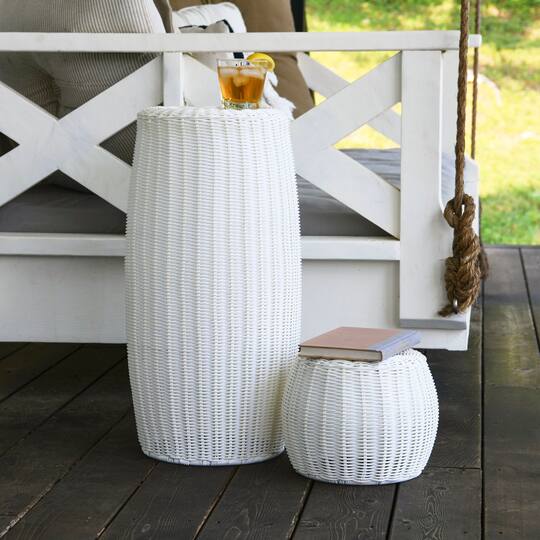 Household Essentials 24.5" White Woven Pedestal